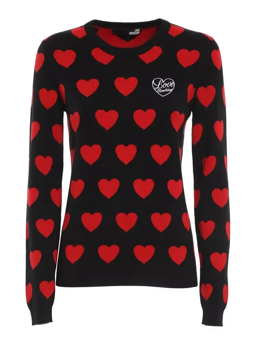 Chic Black Heart Pattern Sweater