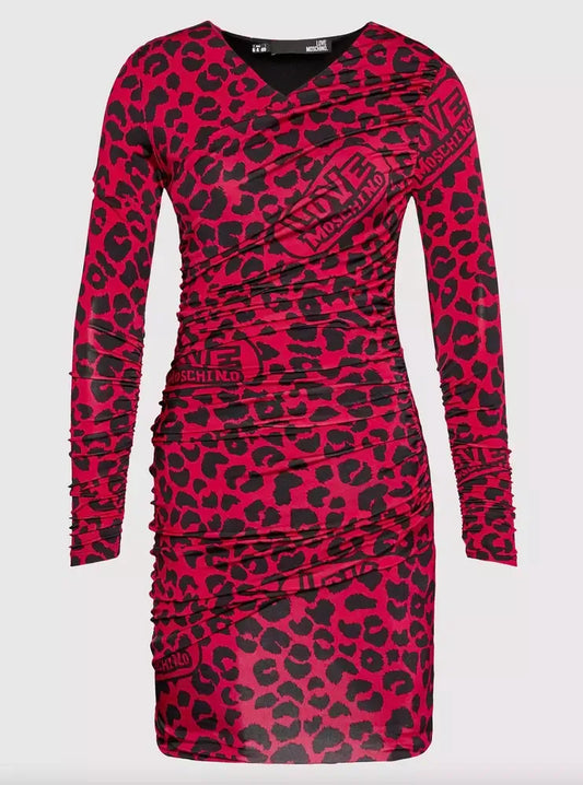 Chic Leopard Texture Dress in Pink and Black