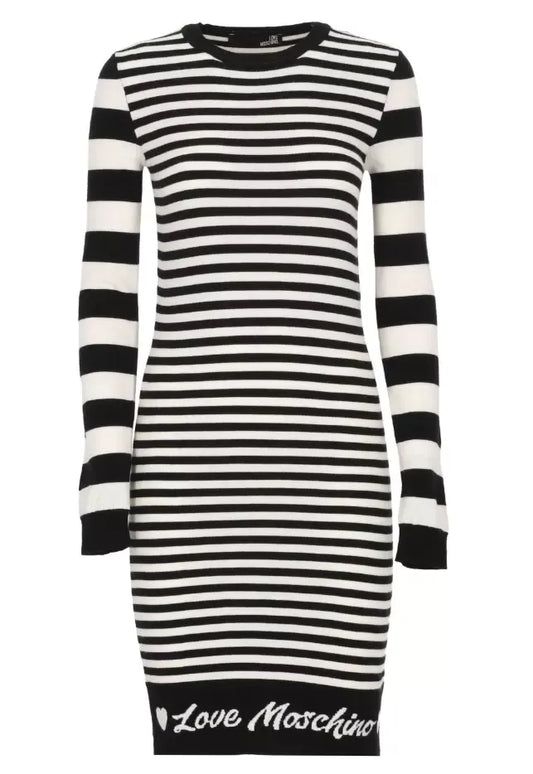 Elegant Striped Knit Dress with Long Sleeves