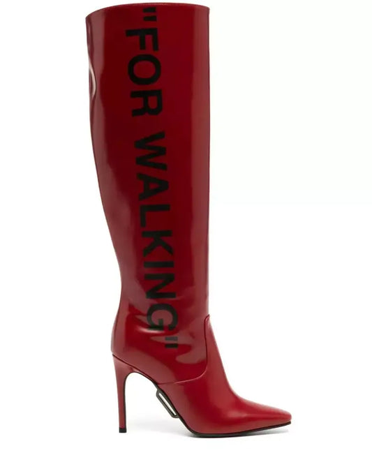 Crimson Chic Patent Leather Heeled Boots