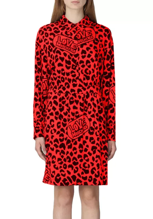 Elegant Viscose Blend Leopard Print Dress