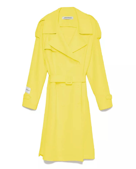 Chic Yellow Double-Breasted Trench Coat