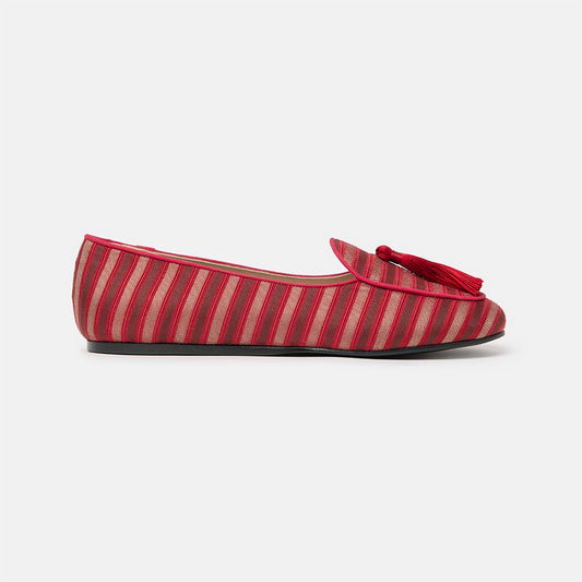 Red Leather Flat Shoe