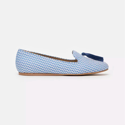 Light Blue Leather Flat Shoe