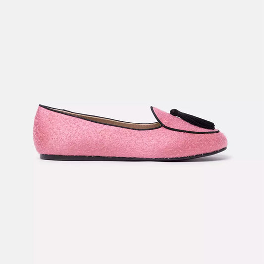 Pink Velvet Flat Shoe