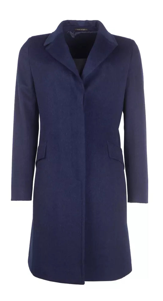 Elegant Virgin Wool Blue Coat for Women
