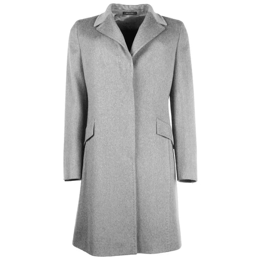 Elegant Gray Virgin Wool Women's Coat