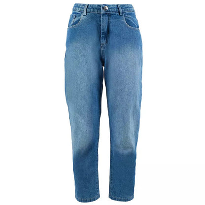 Chic High-Waisted Blue Jeans with Glitter Patch