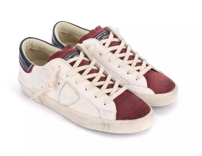 Elegant Leather Sneakers with Suede Accents