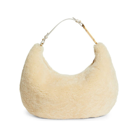 Chic Cream Shearling Wool Shoulder Bag