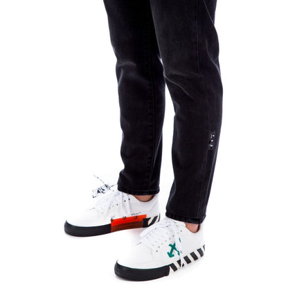 Slim Fit Black Cotton Jeans with Logo Print