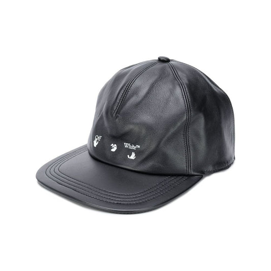 Elegant Black Leather Hat with Iconic Logo