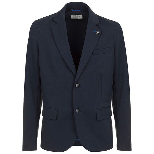 Elegant Blue Cotton Blend Jacket