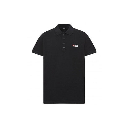 Sleek Black Cotton Polo with Contrast Logo