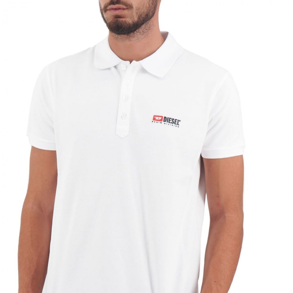 Elegant White Cotton Polo Shirt with Contrasting Logo