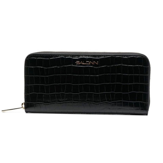 Elegant Croco Print Leather Wallet with Metal Accent