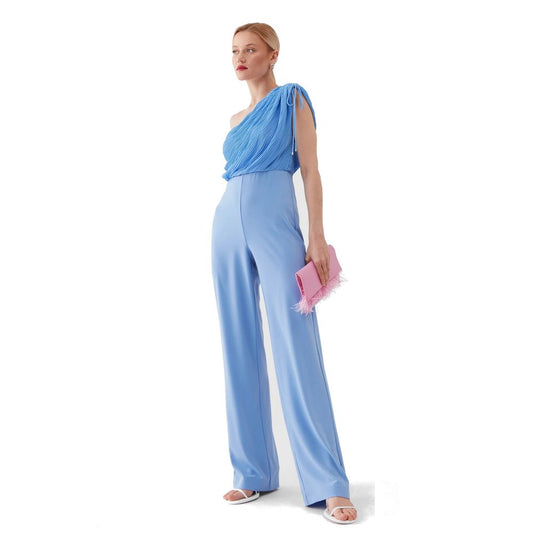 Chic Light Blue Stretchy Jumpsuit Dress