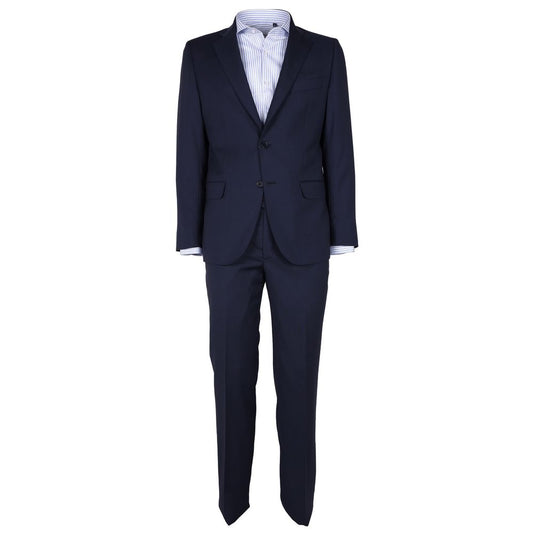 Sleek Sapphire Wool Men's Suit