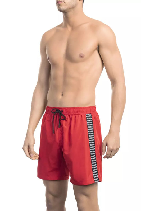 Red Swim Shorts with Back Pocket Detail