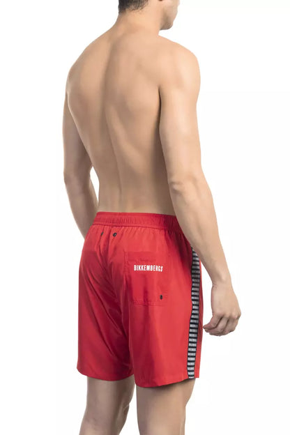 Red Swim Shorts with Back Pocket Detail