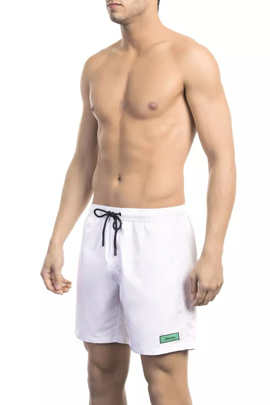 Elegant White Swim Shorts with Logo Detail