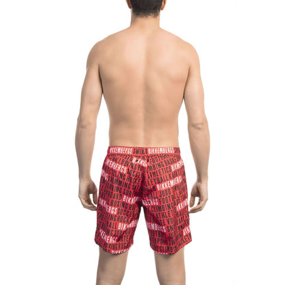Red All-Over Print Swim Shorts