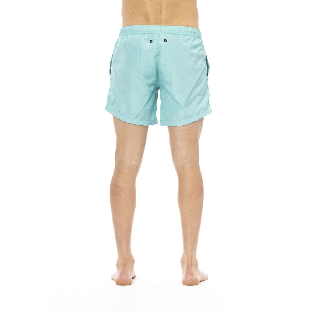 Sleek Light Blue Swim Shorts with Front Print
