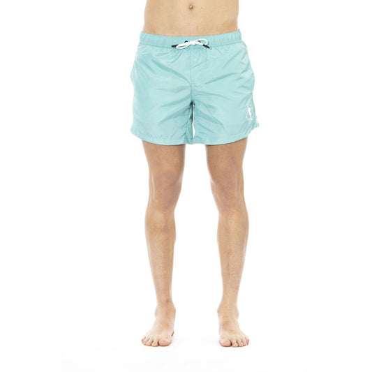 Sleek Light Blue Swim Shorts with Front Print