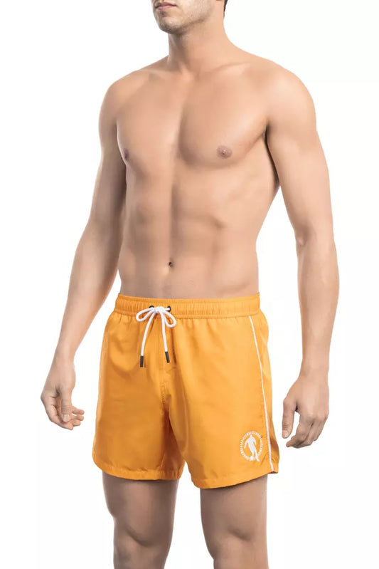 Vibrant Orange Men's Swim Shorts With Front Print