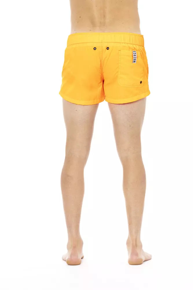 Elegant Orange Swim Shorts with Branded Band