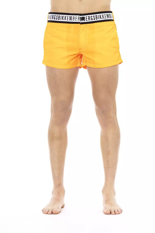 Elegant Orange Swim Shorts with Branded Band