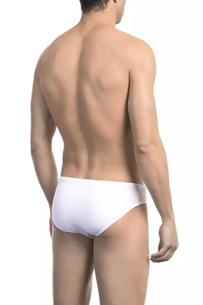 Chic White Speedo with Side Print Detail