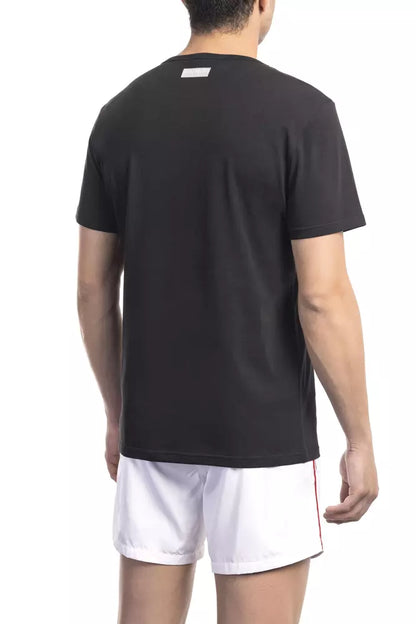 Sleek Black Cotton Blend Printed T-Shirt