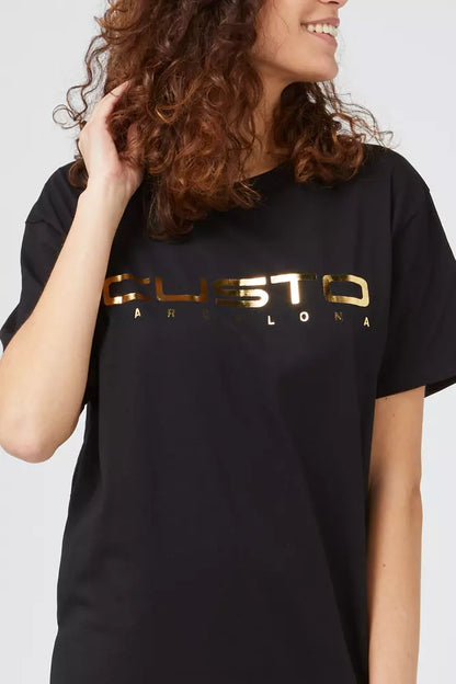 Chic Oversized Cotton Tee with Statement Front Print