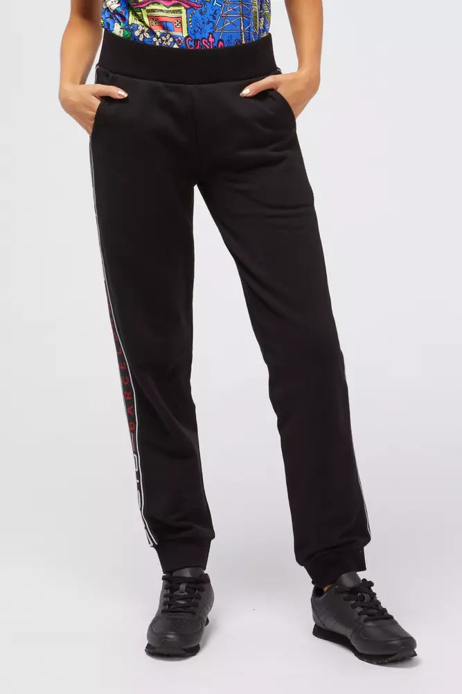 Chic Black Sweatpants with Logo Side Bands