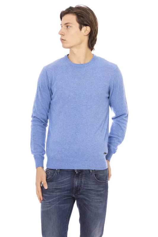 Elegant Light Blue Crewneck Sweater for Men