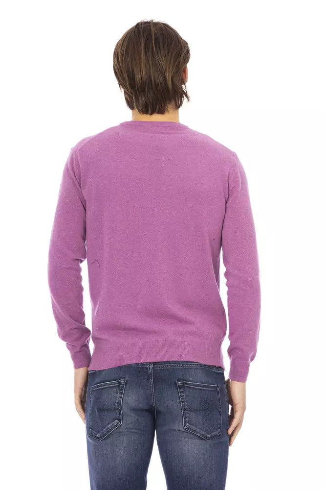 Elegant Purple Wool-Blend Crewneck Sweater