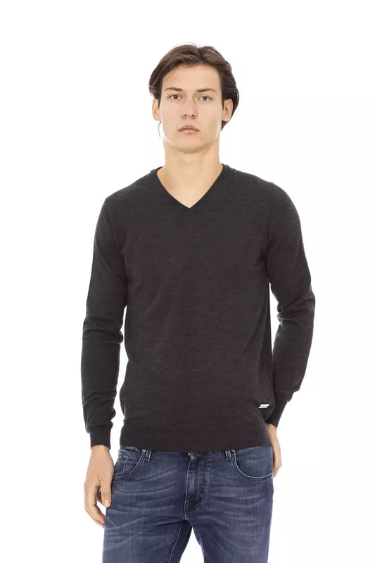 Sophisticated V-Neck Metallic Monogram Sweater