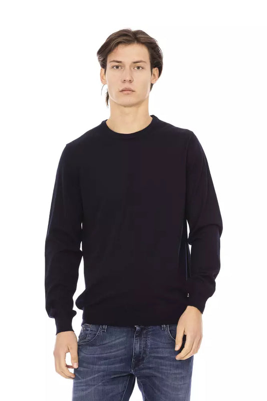 Elegant Crewneck Blue Sweater - 100% Fabric