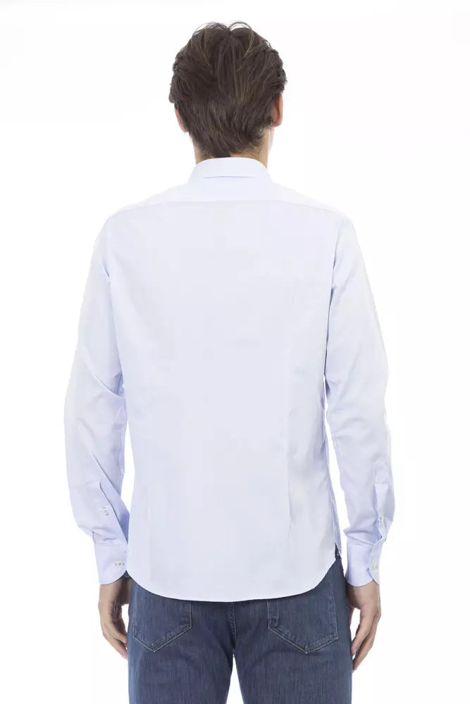 Elegant Slim Fit Light Blue Cotton Shirt