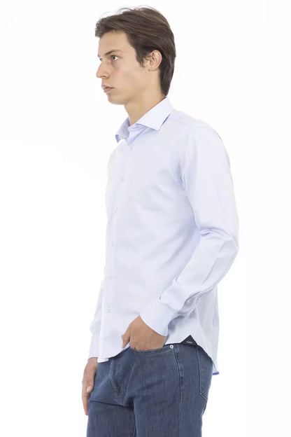 Elegant Slim Fit Light Blue Cotton Shirt