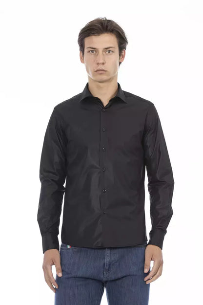 Elegant Black Italian Slim Fit Shirt
