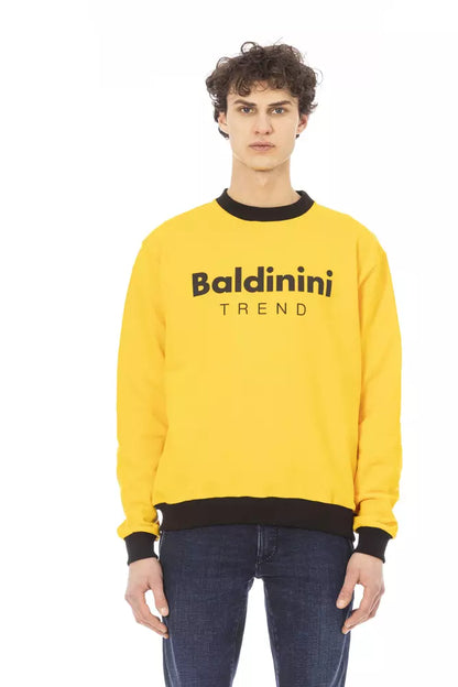 Radiant Yellow Cotton Hoodie with Logo Accent