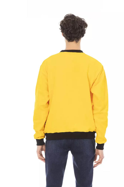 Radiant Yellow Cotton Hoodie with Logo Accent