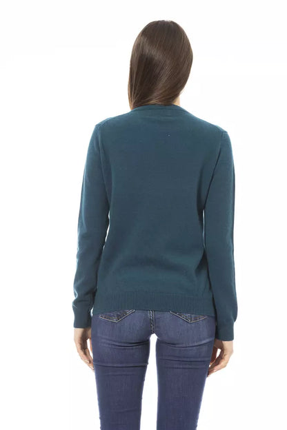 Elegant Crewneck Wool-Cashmere Sweater in Green