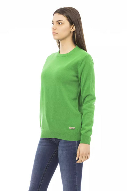Emerald Elegance Wool-Cashmere Sweater
