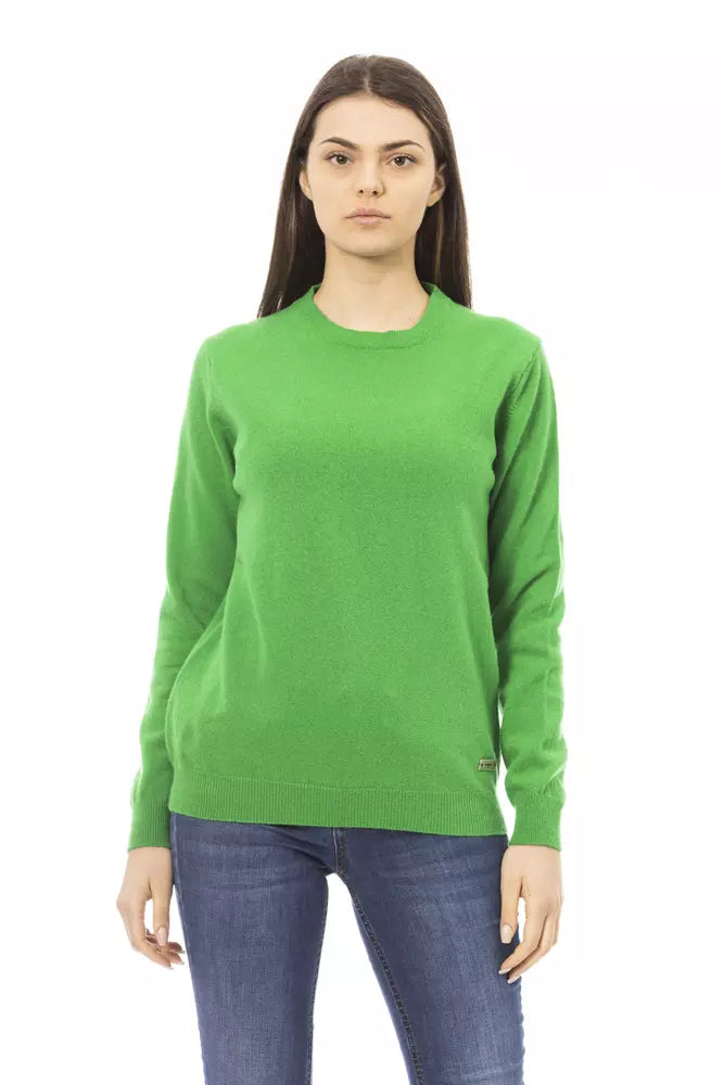 Emerald Elegance Wool-Cashmere Sweater