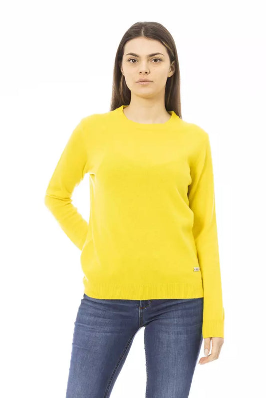 Elegant Yellow Crewneck Wool-Cashmere Sweater