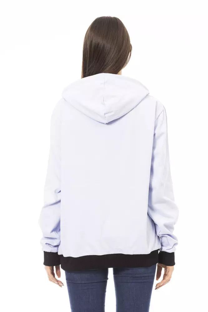 Chic Purple Cotton Hoodie with Front Logo
