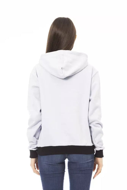 Chic White Cotton Fleece Hoodie with Front Logo